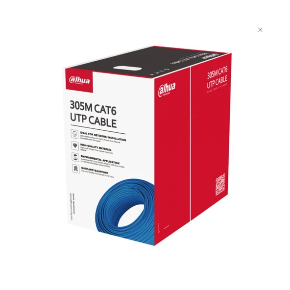 Dahua Dh-Pfm923I-6Un-C, Cat6 305M, 24Awg 0.53Mm, Utp, Bakır, Lszh Halogen Free Kablo, Renk ürün görseli 1