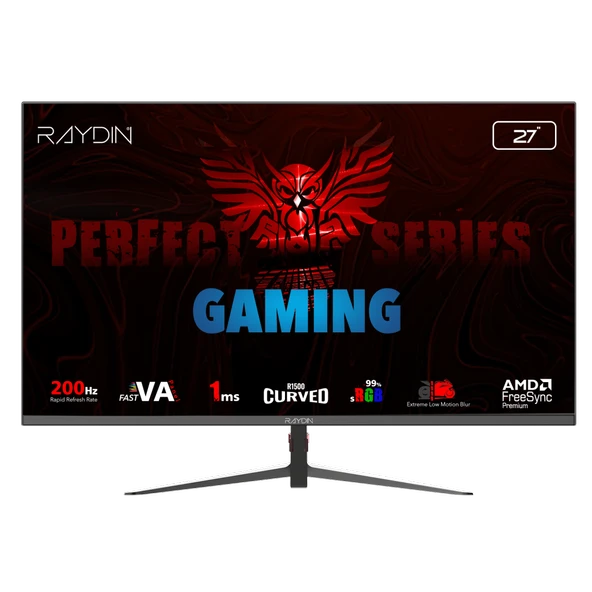 Raydin Mm27Rfa-200Hz, 27&Amp;Quot;, 1Ms, 200Hz, Full Hd, 2Xhdmi, Dp, Va Led, R1500 Curved, Frameless, Freesync Monitör ürün görseli 1