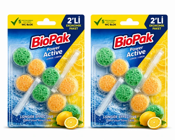 BIOPAK WC BLOK 2X50 LIMON KOKULU 2LI ( 2 ADET) ürün görseli 1