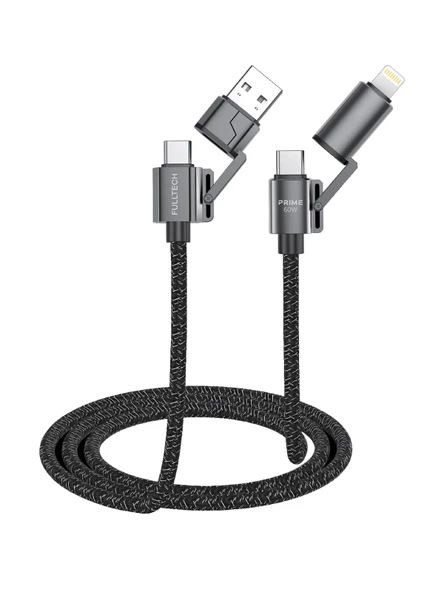 FC154 4'ü 1 Arada Şarj Kablosu PD 100W Type-C & Lightning Hızlı Şarj (A+C to C+L, 1.2M Örgü ) ürün görseli 1