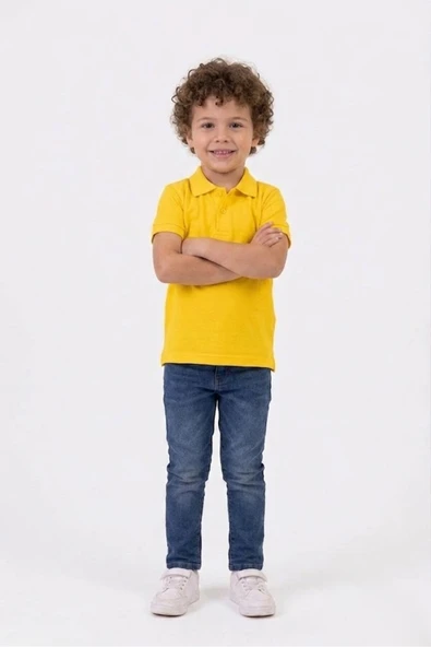 NACAR STORE Unisex Çocuk Polo Yaka Kısa Kollu Lakost Tişört Okula Dönüş ürün görseli 1