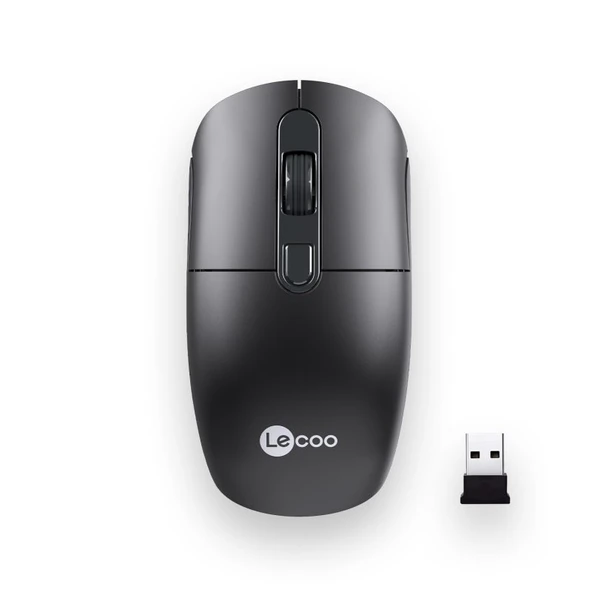 Lecoo M2001 Kablosuz+Usb 1600Dpi+4 Tuşlu Siyah Mouse ürün görseli 1