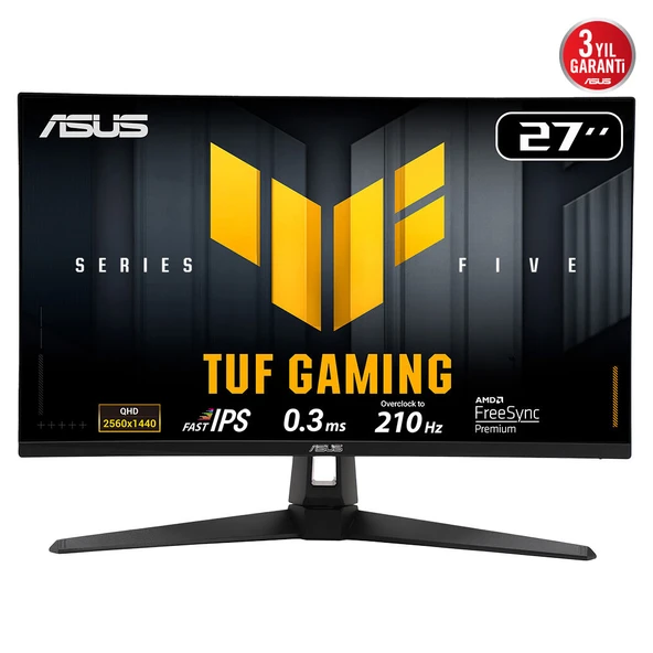Tuf Vg27Aq5A 27&Amp;Quot; 0.3Ms, 210Hz, Qhd, Dp, 2Xhdmi, Usb, Hoparlör, Fast Ips Led, Elmb Sync Premium, Monitör ürün görseli 1