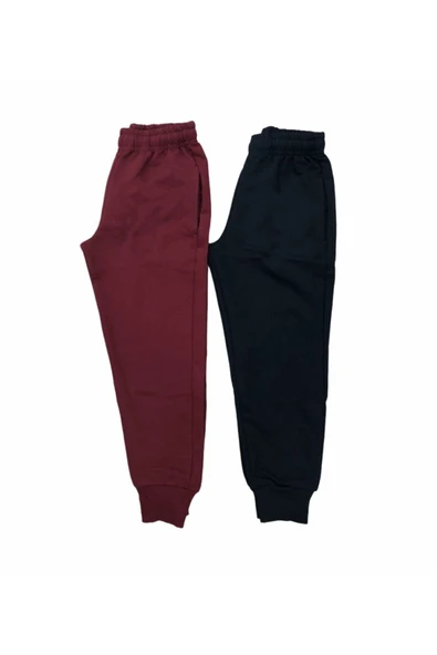 NACAR STORE Unisex Çocuk Bordo Lacivert Eşofman Altı  2"lipaket ürün görseli 1