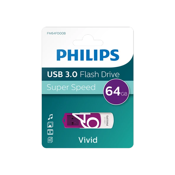 Fm64Fd00B, 64Gb, Usb 3.0, Vivid, Mor, Flash Disk ürün görseli 1