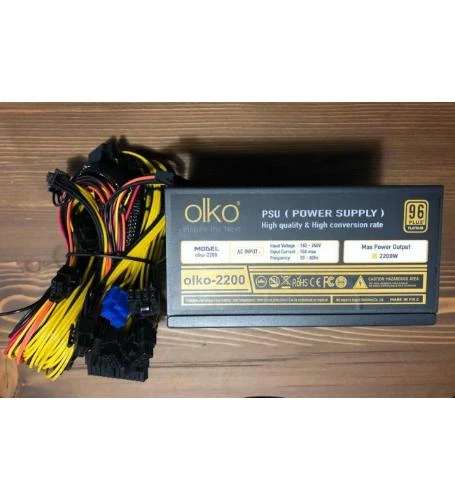 Olko Mk-2200Sp 2200W 96+ Platinum 16Xpcie (6+2Pin) Mining Çoklu Power Supply ürün görseli 1