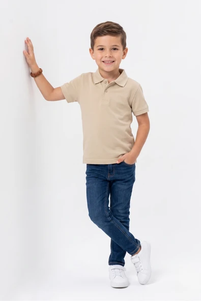 NACAR STORE Unisex Çocuk Polo Yaka Kısa Kollu Lakost Tişört Okula Dönüş ürün görseli 1