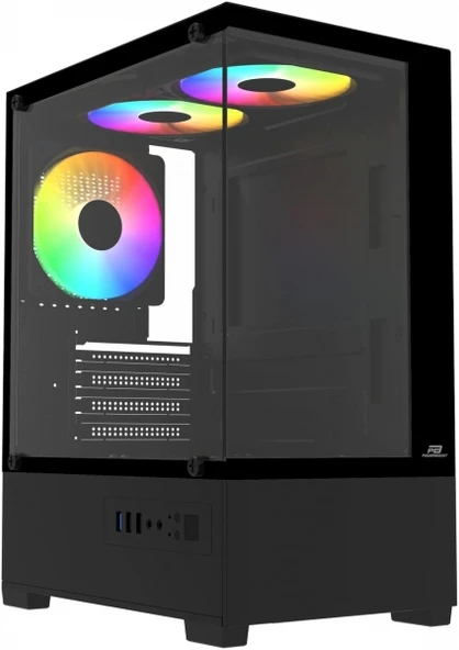 Power Boost Pb-M5001B Fanli 500W 3-12Cm Rainbow Usb 3.0 Seaview M-Atx Atx Kasa Full Siyah ürün görseli 1