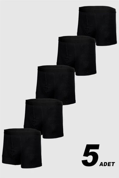 NACAR STORE 5'li Erkek Siyah Pamuklu Likralı Boxer ürün görseli 1