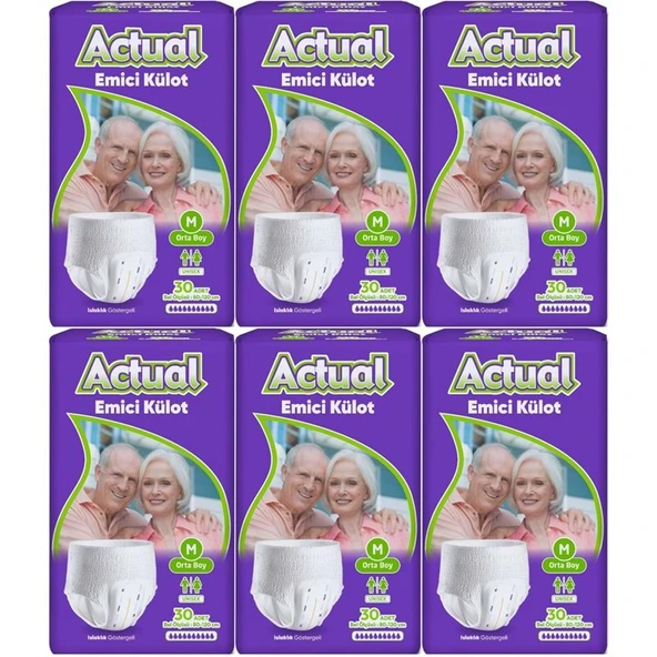Actual Emici Külot Yetişkin Bezi M - Medium - Orta (Islaklık Göstergeli) 180 Adet ürün görseli 1