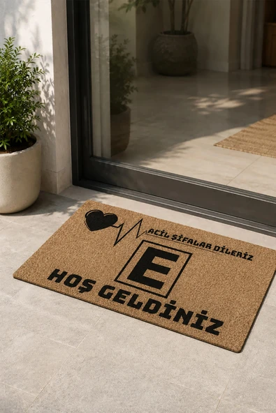 Valerine Life Eczane Logolu Acil Şifalar Dileriz Coco Görünüm işyeri Koko Kapı Önü Paspası 50x90cm ürün görseli 1