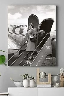 Postermanya (Pster15957) Eski Uçak Hostes Nostaljik Kanvas Tablo 40 X 60 ürün görseli 1