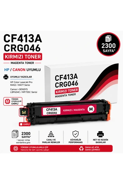 HP/CANON CF413A-CRG046-M452-M477 Kırmızı 2300 Sayfa ürün görseli 1