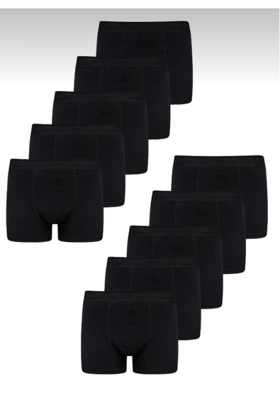 NACAR STORE Erkek 10 LU Pamuklu Likralı Esnek Kumaş Siyah Boxer ürün görseli 1