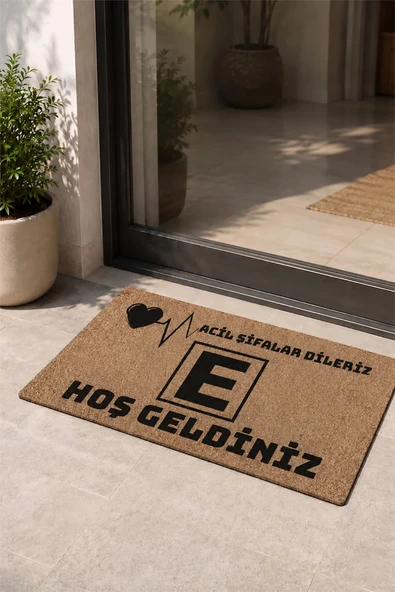Valerine Life Eczane Logolu Acil Şifalar Dileriz Coco Görünüm işyeri Koko Kapı Önü Paspası 45x70cm ürün görseli 1