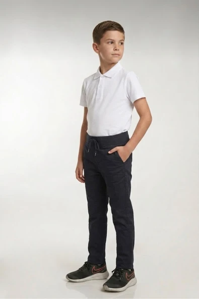 NACAR STORE Okul Pantolonu Lastikli Ribana Bel Kanvas Çocuk Pantolonu Okula Dönüş ürün görseli 1
