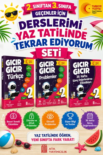 2.Sınıftan 3.Sınıfa Geçenler İçin Derslerimi Yaz Tatilinde Tekrar Ediyorum Seti -7 ürün görseli 1
