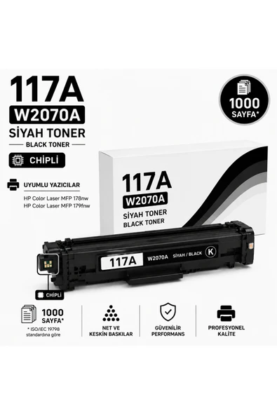 HP 117A-W2070-MFP178-MFP179 Chipli Siyah ürün görseli 1
