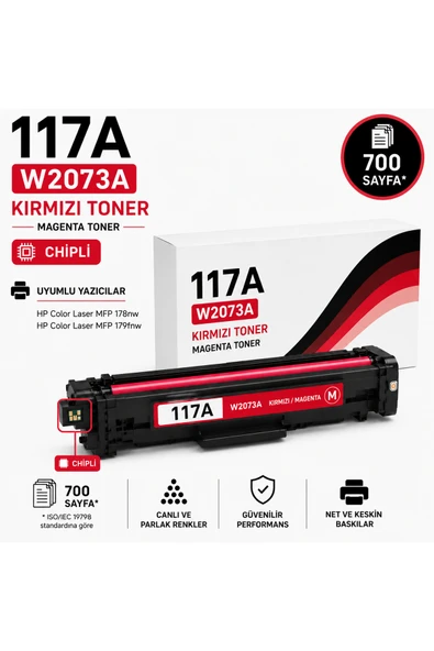 HP 117A-W2073-MFP178-MFP179 Chipli Kırmızı 700 Sayfa ürün görseli 1