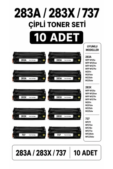 283A / 283X / 737 Çipli Toner Seti ( 10 Adet ) ürün görseli 1