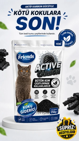 Friends Aktif Karbon Kedi Kumu Koku Giderici 250 GR ürün görseli 1