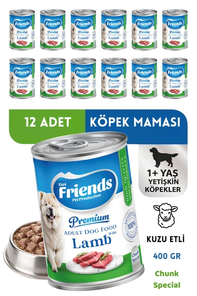 Premium Kuzu Etli Yetişkin Köpek Konservesi 12 x 400 gr (Chunk Special) ürün görseli 1