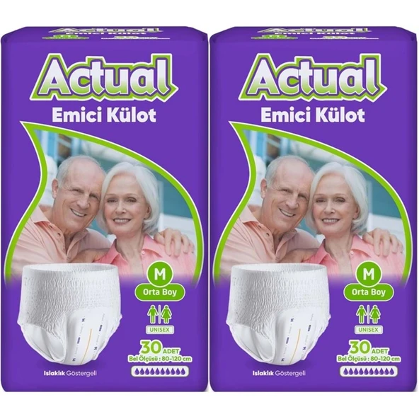 Actual Emici Külot Yetişkin Bezi M - Medium - Orta (Islaklık Göstergeli) 60 Adet ürün görseli 1