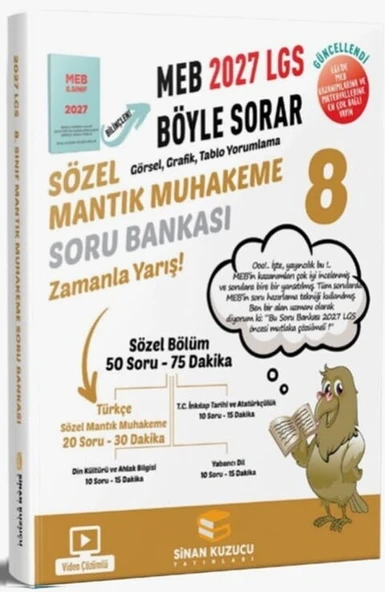 2027 8. Sınıf Sözel Mantık Muhakeme Soru Bankası Sinan Kuzucu ürün görseli 1