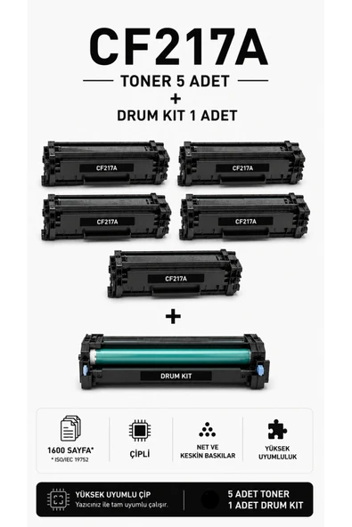 CF217A Toner 5 Adet + Drum Kit 1 Adet ürün görseli 1