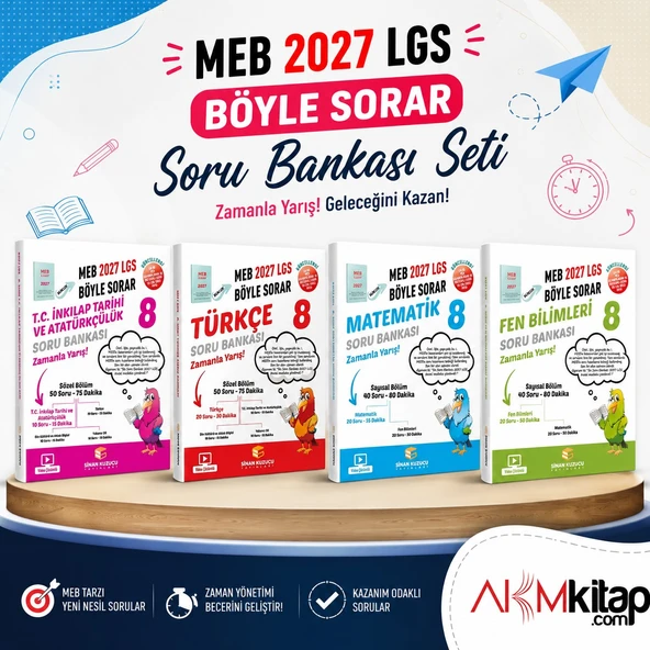 Sinan Kuzucu 2027 8. Sınıf Türkçe Matematik Fen ve İnkılap Soru Bankası Seti 4 Kitap ürün görseli 1