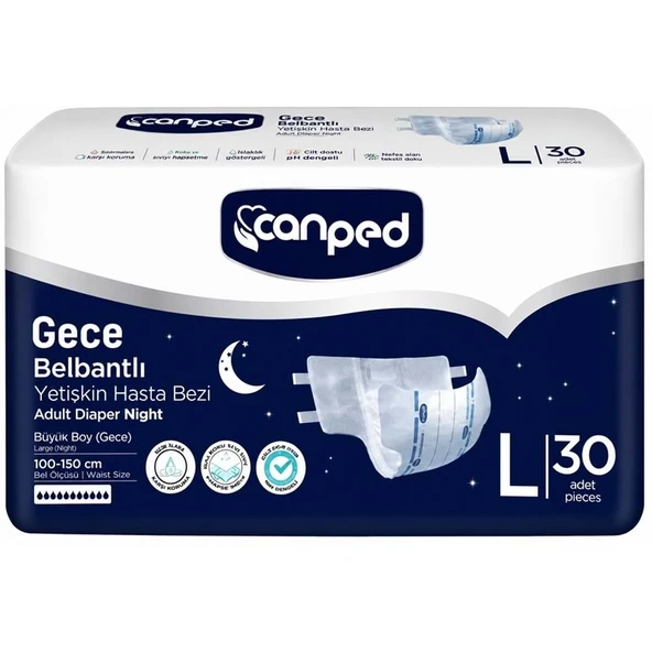 Canped Yetişkin Bezi Bel Bantlı Gece Night L - Büyük - Large 30 Adet Tekli Pk ürün görseli 1