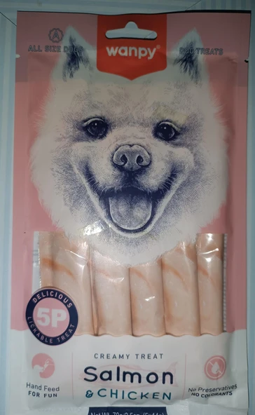 Wanpy Somonlu& Tavuklu Köpek Ödül 5x14 gr krema Ödülü ürün görseli 1