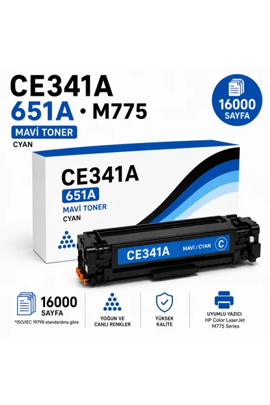HP CE341A-651A-M775 Mavi 16000 Sayfa ürün görseli 1