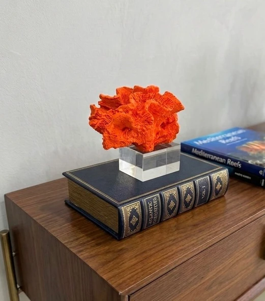 Dekoratif Kristal Kaideli Mercan Biblo Turuncu ürün görseli 1
