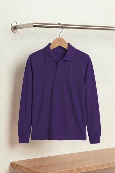 NACAR STORE Unisex Çocuk Uzun Kollu Polo Yaka Lakost Okul Tişörtü ürün görseli 1