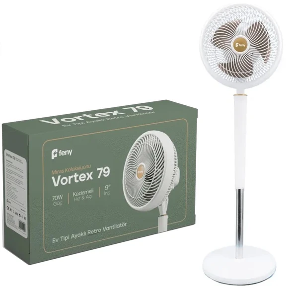 FENY VORTEK 79 EV-OFİS TİPİ AYAKLI 70W KADEMELİ RETRO 9'' VANTİLATÖR ürün görseli 1