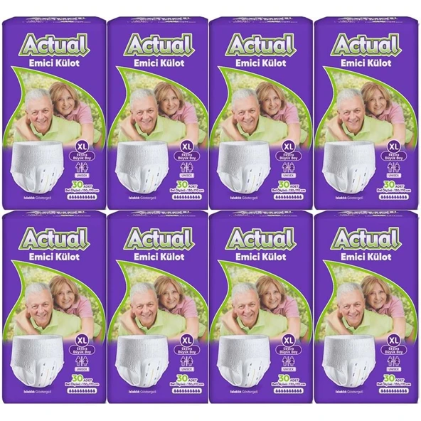 Actual Emici Külot Yetişkin Bezi XL - Extra Large - Ekstra Büyük (Islaklık Göstergeli) 240 Adet ürün görseli 1