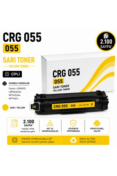 CANON CRG 055 Yellow Chipli ürün görseli 1