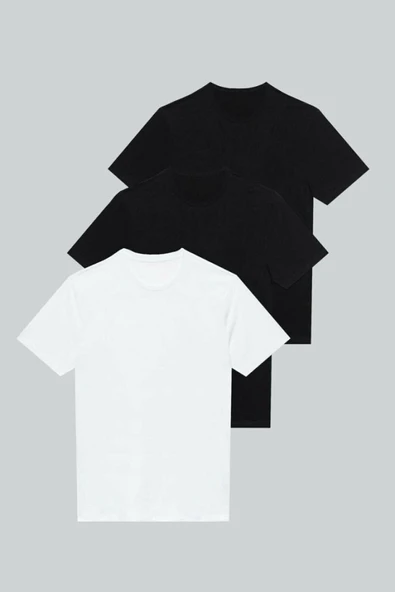 NACAR STORE 3'lü Paket Premium Yazlık Düz Renk Basıc T-shirt ürün görseli 1