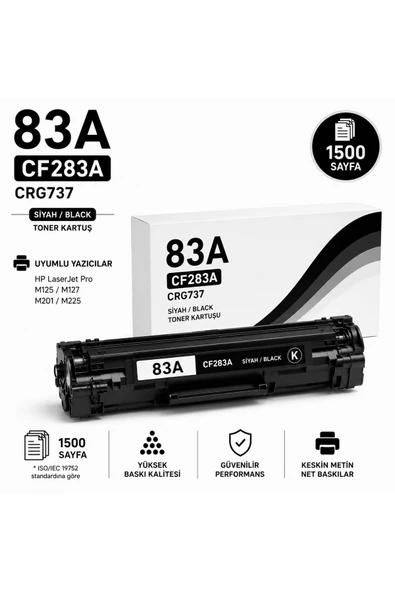 HP 83A-CF283A-CRG737-M125-M127-M201-M225 Siyah 1500 Sayfa ürün görseli 1