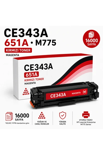 HP CE343A-651A-M775 Kırmızı 16000 Sayfa ürün görseli 1