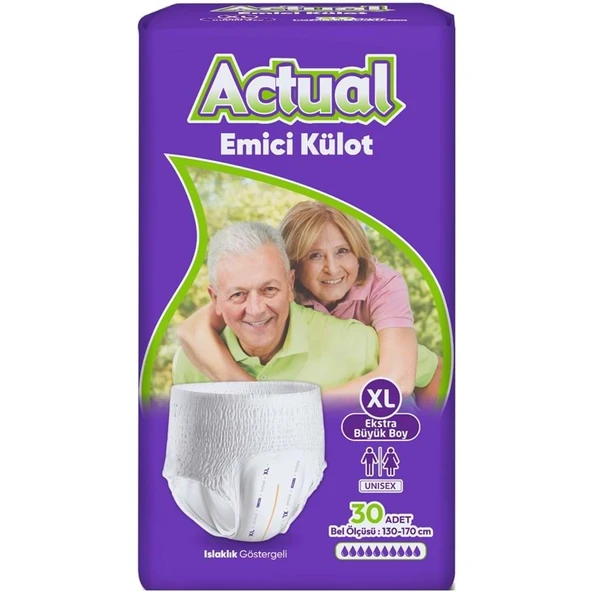 Actual Emici Külot Yetişkin Bezi XL - Extra Large - Ekstra Büyük (30 Adet) (Islaklık Göstergeli) ürün görseli 1