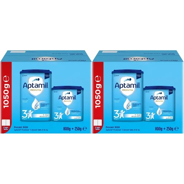 Nutrıcıa Aptamil Pronutra 1050GR (800+250GR) Devam Sütü No:3 (9-12 Ay) Avantaj Pk (2 Li Set) ürün görseli 1