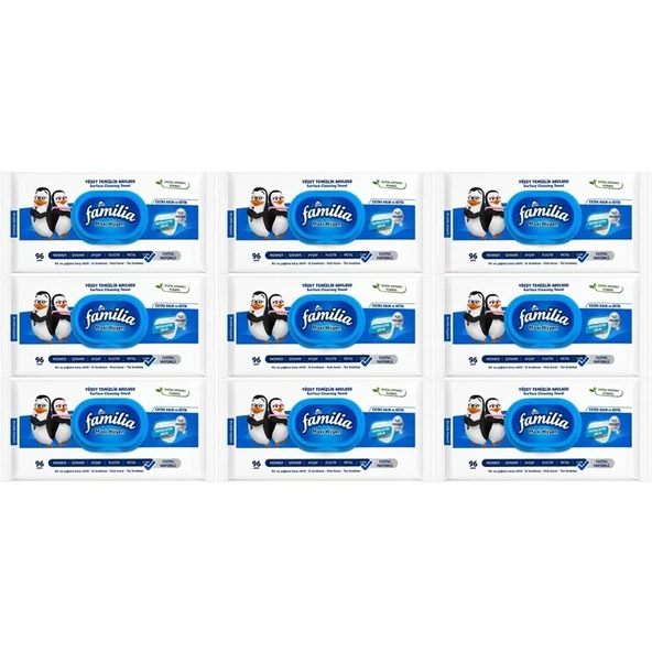 Familia Yüzey Temizlik Havlusu 96 Yaprak Maxi Hijyen Kabartma Doku Plastik Kapaklı 9 Lu Set 864 Yprk ürün görseli 1