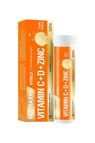 Nutraxin Vitamin C-D ve Çinko 15  Efervesan Tablet ürün görseli 1