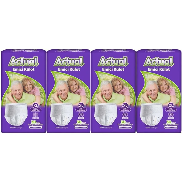 Actual Emici Külot Yetişkin Bezi XL - Extra Large - Ekstra Büyük (Islaklık Göstergeli) 120 Adet ürün görseli 1