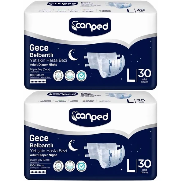 Canped Yetişkin Bezi Bel Bantlı Gece Night L - Büyük - Large 60 Adet ürün görseli 1