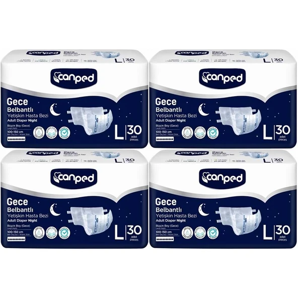 Canped Yetişkin Bezi Bel Bantlı Gece Night L - Büyük - Large 120 Adet ürün görseli 1