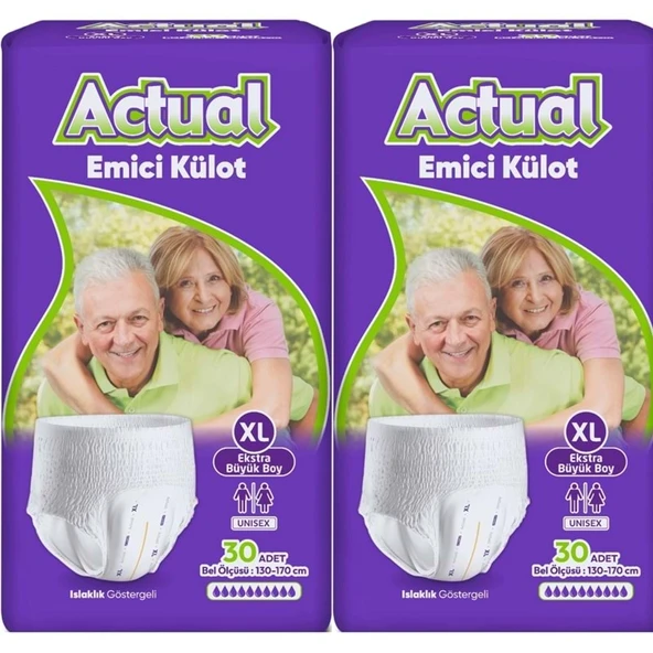Actual Emici Külot Yetişkin Bezi XL - Extra Large - Ekstra Büyük (Islaklık Göstergeli) 60 Adet ürün görseli 1