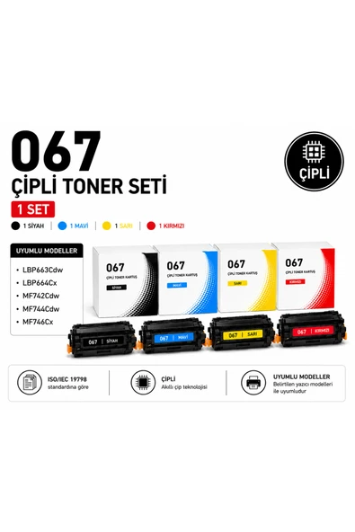 067 Çipli Toner Seti ( Siyah - Mavi - Sarı - Kırmızı ) ürün görseli 1